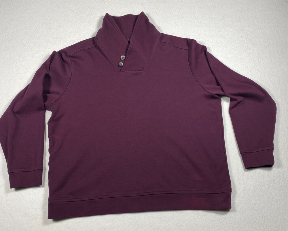 Tommy Bahama Men's XL Burgundy Shawl Collar Pullover Sweatshirt Pull Button neck